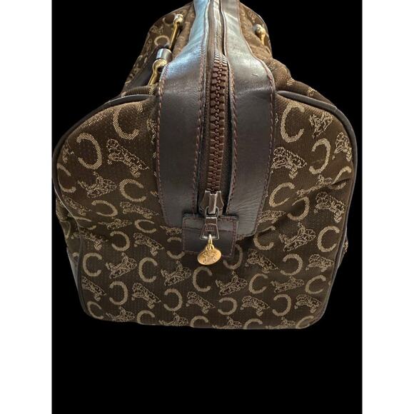 CELINE Vintage Macadam Sulky Boston Bag Brown Canvas Leather Purse | COA - Picture 4 of 16